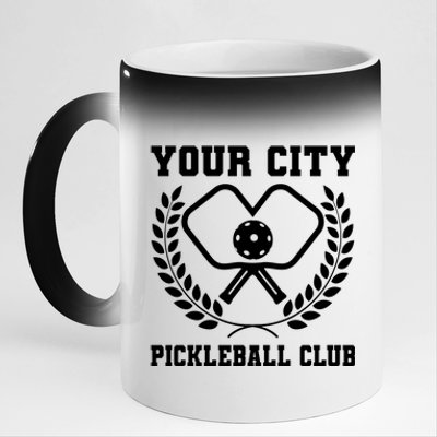 Custom Pickleball Team Personalize City Name 11oz Black Color Changing Mug