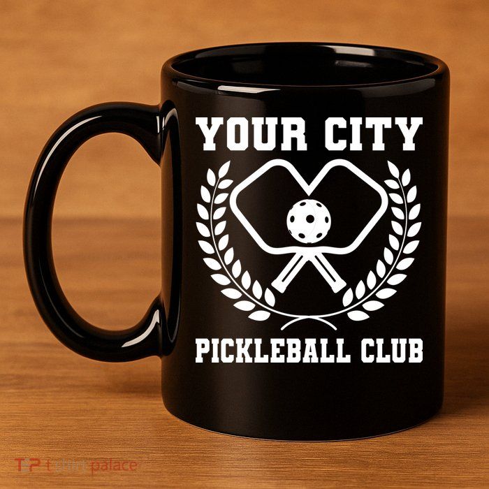 Custom Pickleball Team Personalize City Name 11oz C Handle Ceramic Mug