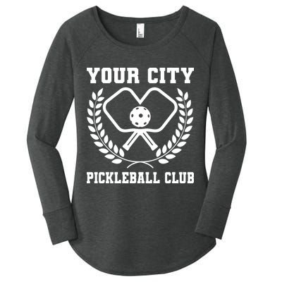 Custom Pickleball Team Personalize City Name Women's Perfect Tri Tunic Long Sleeve Shirt
