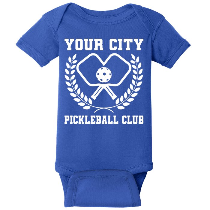Custom Pickleball Team Personalize City Name Baby Bodysuit
