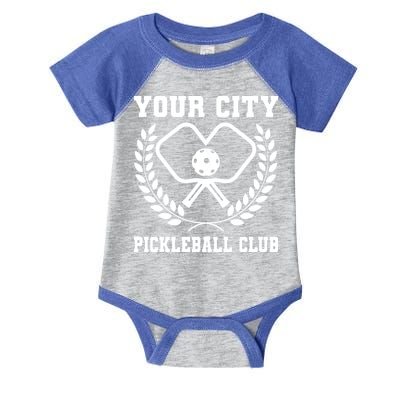 Custom Pickleball Team Personalize City Name Infant Baby Jersey Bodysuit