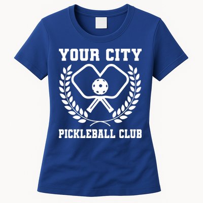 Custom Pickleball Team Personalize City Name Womens T-Shirt