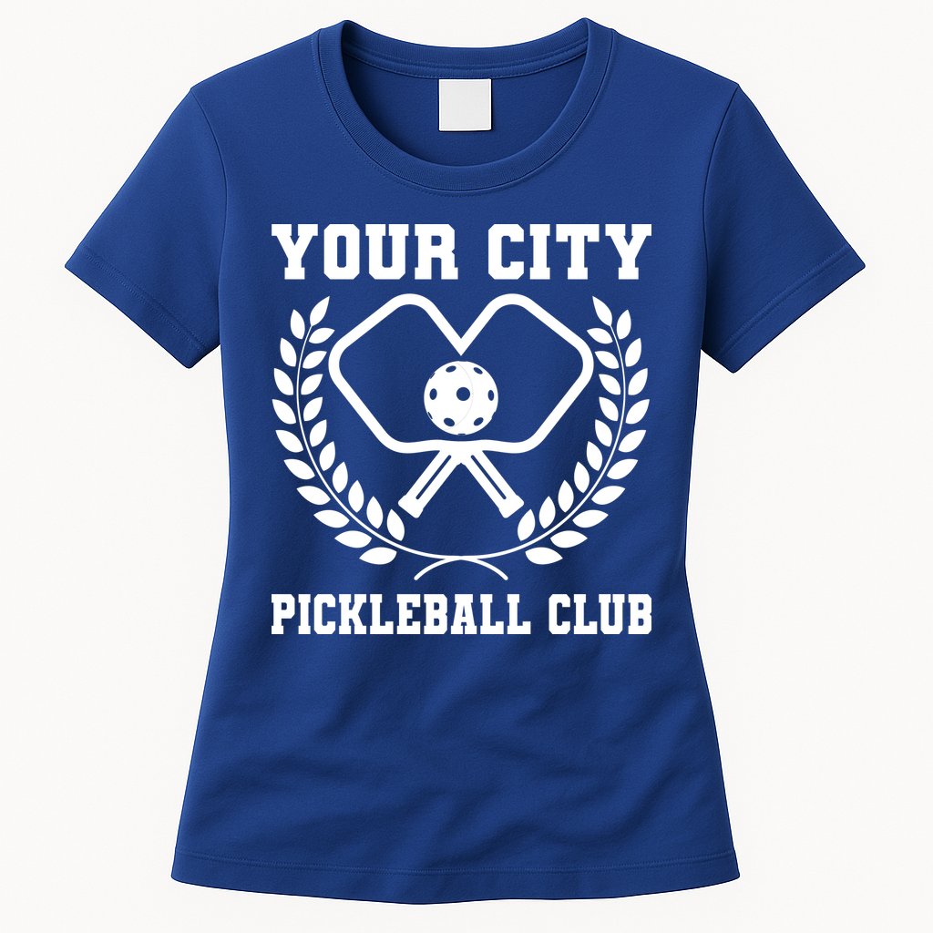 Custom Pickleball Team Personalize City Name Womens T-Shirt