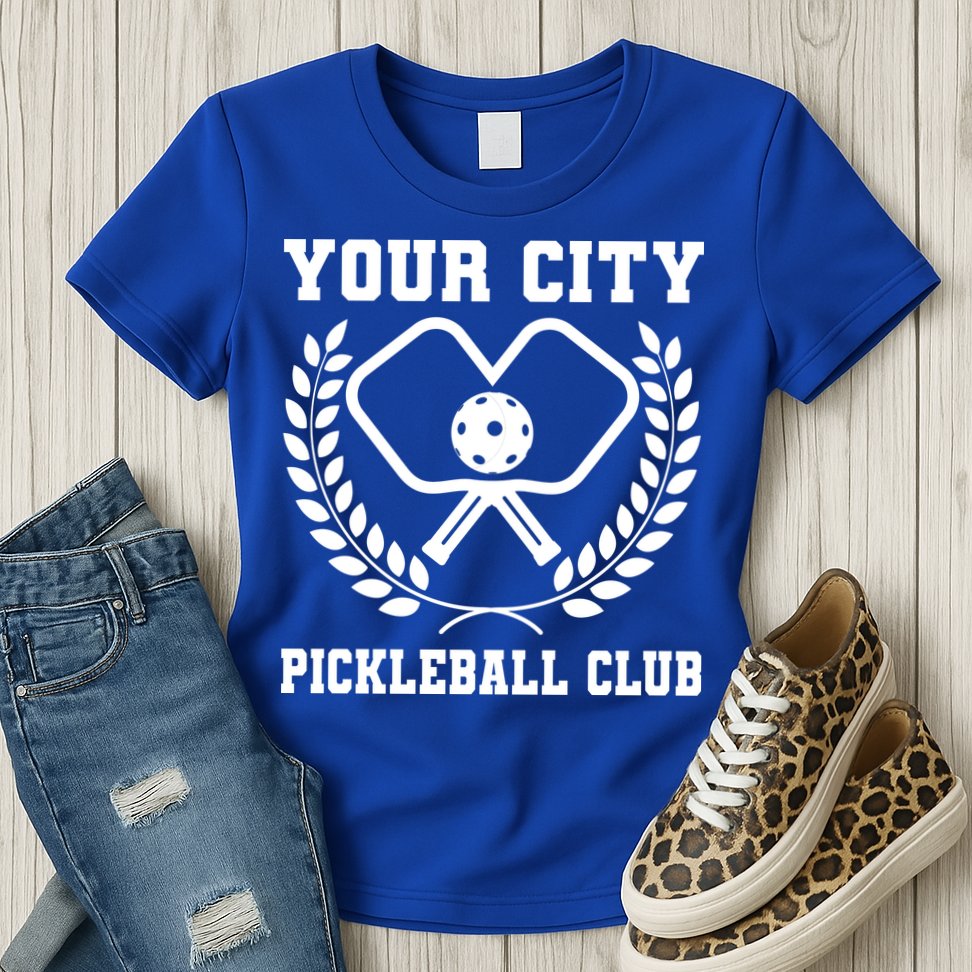 Custom Pickleball Team Personalize City Name Womens T-Shirt