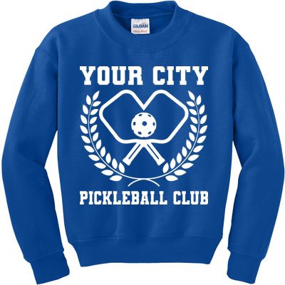 Custom Pickleball Team Personalize City Name Kids Sweatshirt