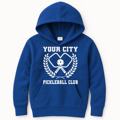 Custom Pickleball Team Personalize City Name Kids Hoodie