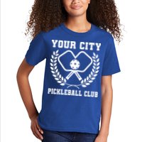 Custom Pickleball Team Personalize City Name Kids T-Shirt