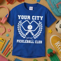 Custom Pickleball Team Personalize City Name Kids T-Shirt
