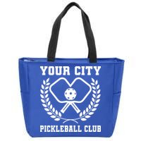 Custom Pickleball Team Personalize City Name Zip Tote Bag