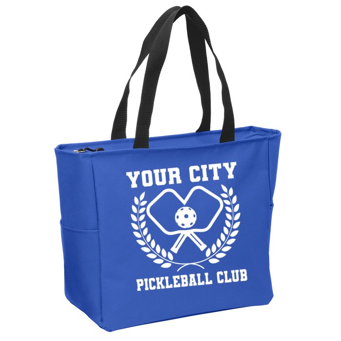 Custom Pickleball Team Personalize City Name Zip Tote Bag