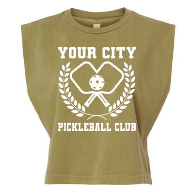Custom Pickleball Team Personalize City Name Garment-Dyed Women's Muscle Tee