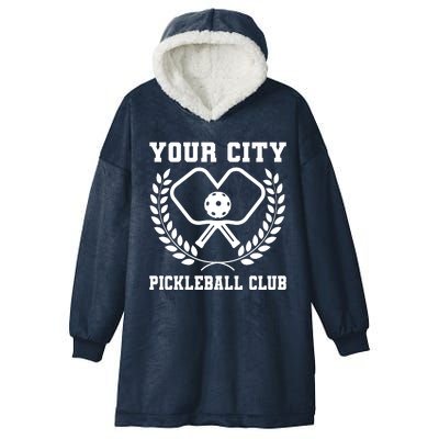 Custom Pickleball Team Personalize City Name Hooded Wearable Blanket