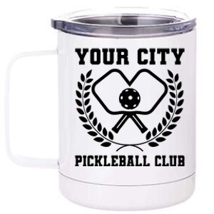 Custom Pickleball Team Personalize City Name 12 oz Stainless Steel Tumbler Cup