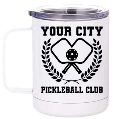 Custom Pickleball Team Personalize City Name 12 oz Stainless Steel Tumbler Cup