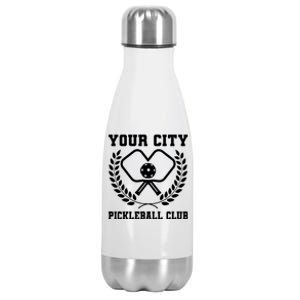 Custom Pickleball Team Personalize City Name Stainless Steel Insulated Water Bottle