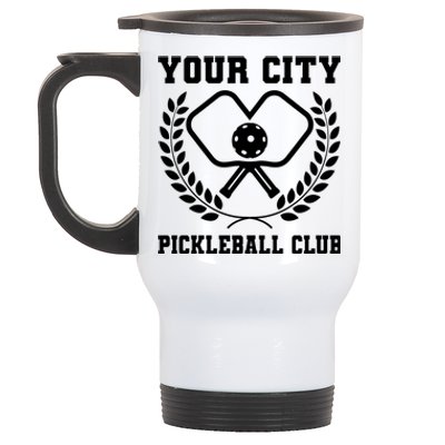 Custom Pickleball Team Personalize City Name Stainless Steel Travel Mug