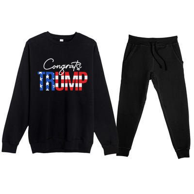 Congratulations President Trump 2024 American Flag Premium Crewneck Sweatsuit Set