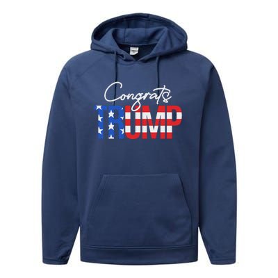 Congratulations President Trump 2024 American Flag Performance Fleece Hoodie