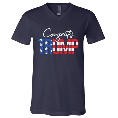 Congratulations President Trump 2024 American Flag V-Neck T-Shirt