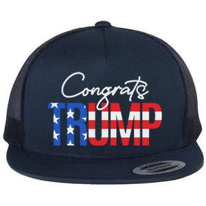 Congratulations President Trump 2024 American Flag Flat Bill Trucker Hat