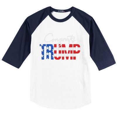 Congratulations President Trump 2024 American Flag Baseball Sleeve Shirt