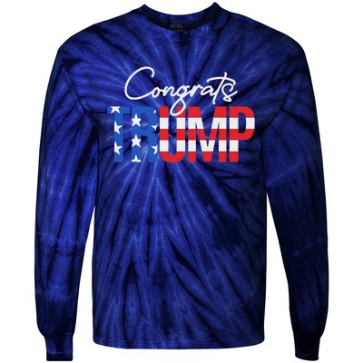 Congratulations President Trump 2024 American Flag Tie-Dye Long Sleeve Shirt