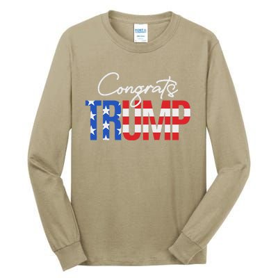 Congratulations President Trump 2024 American Flag Tall Long Sleeve T-Shirt