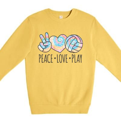 Cute Pink Tie Dye Volleyball Teen Peace Love Play Cool Gift Premium Crewneck Sweatshirt