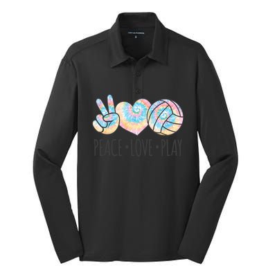 Cute Pink Tie Dye Volleyball Teen Peace Love Play Cool Gift Silk Touch Performance Long Sleeve Polo