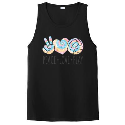 Cute Pink Tie Dye Volleyball Teen Peace Love Play Cool Gift PosiCharge Competitor Tank