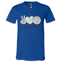 Cute Pink Tie Dye Volleyball Teen Peace Love Play Cool Gift V-Neck T-Shirt