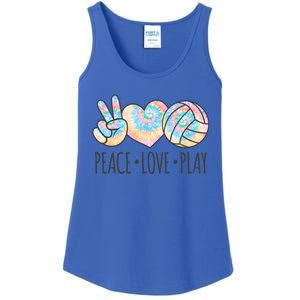 Cute Pink Tie Dye Volleyball Teen Peace Love Play Cool Gift Ladies Essential Tank