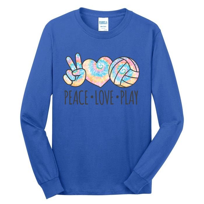 Cute Pink Tie Dye Volleyball Teen Peace Love Play Cool Gift Tall Long Sleeve T-Shirt