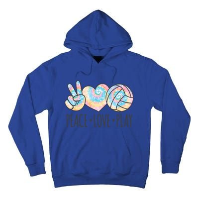 Cute Pink Tie Dye Volleyball Teen Peace Love Play Cool Gift Tall Hoodie