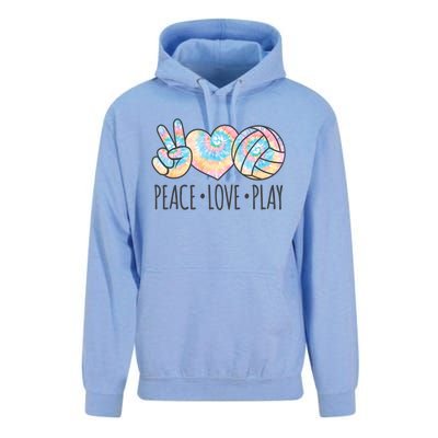 Cute Pink Tie Dye Volleyball Teen Peace Love Play Cool Gift Unisex Surf Hoodie