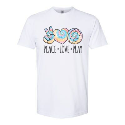 Cute Pink Tie Dye Volleyball Teen Peace Love Play Cool Gift Softstyle CVC T-Shirt