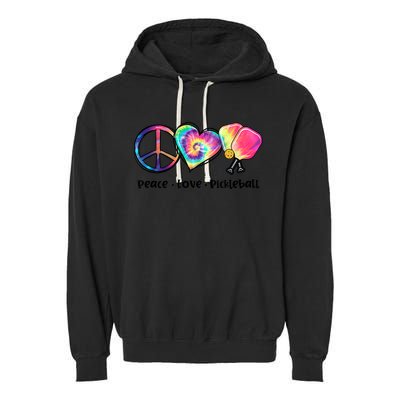 Cute Pickleball Tie Dye Peace Love Pickleball Lovers Gift Ideas Garment-Dyed Fleece Hoodie