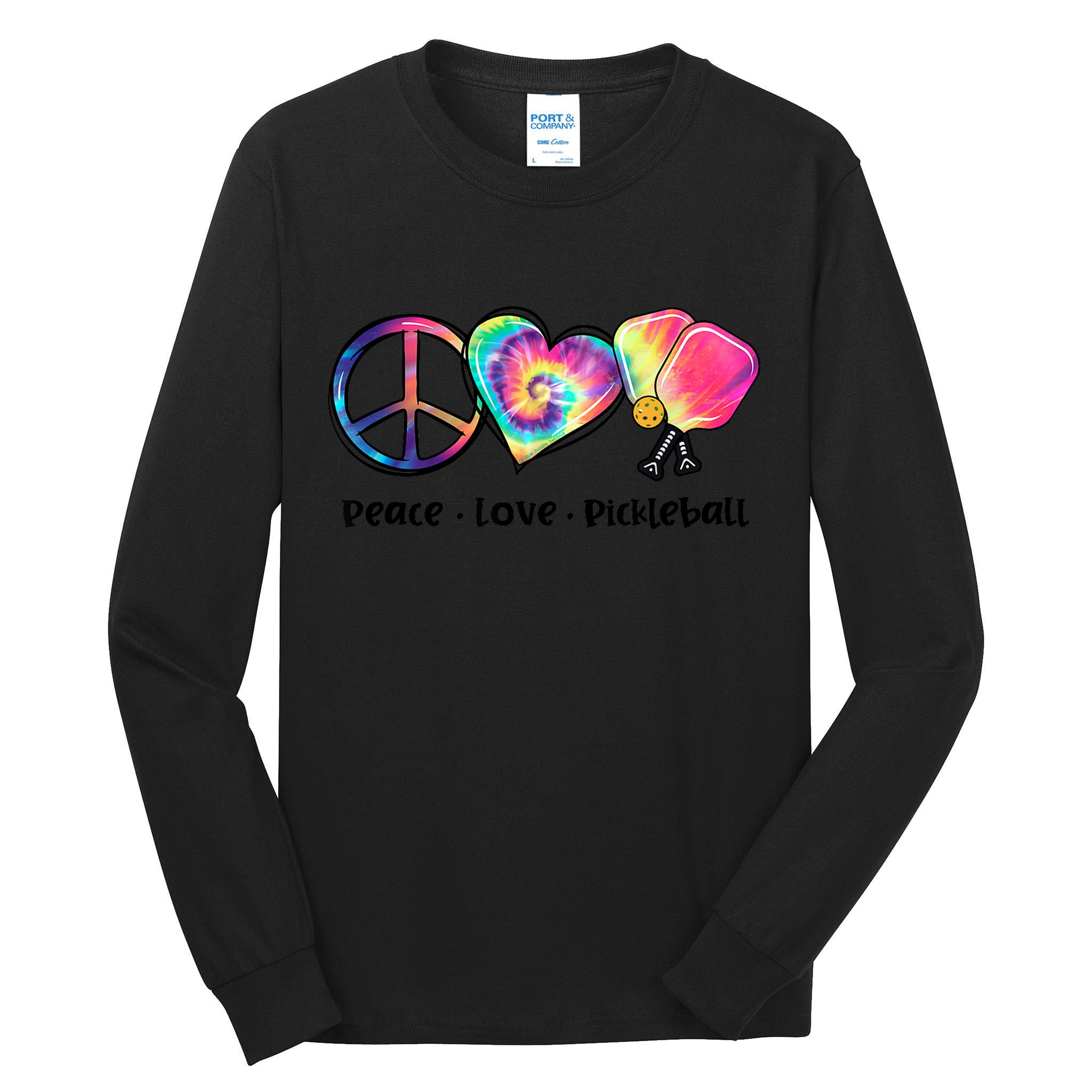 Cute Pickleball Tie Dye Peace Love Pickleball Lovers Gift Ideas Tall Long Sleeve T-Shirt