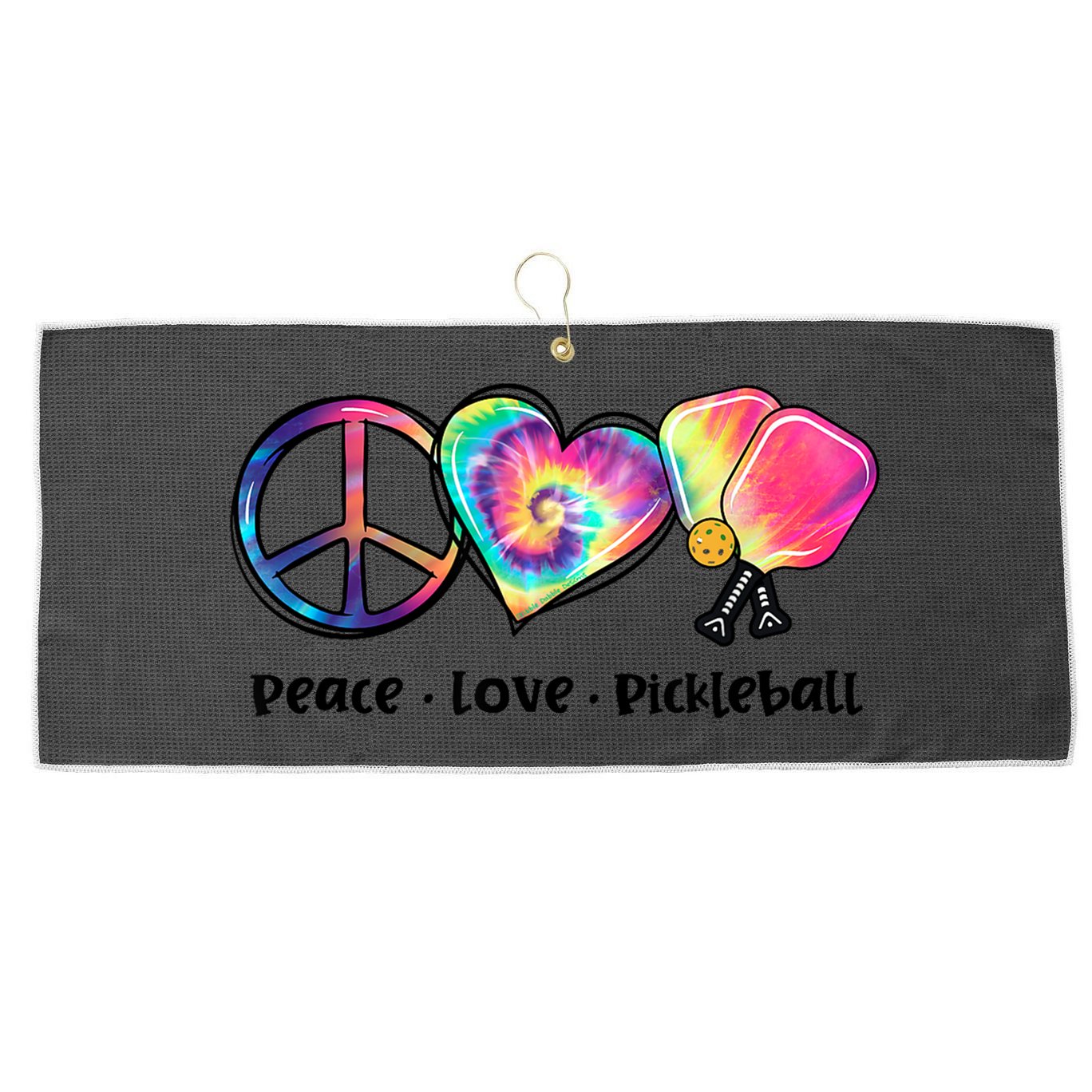 Cute Pickleball Tie Dye Peace Love Pickleball Lovers Gift Ideas Large Microfiber Waffle Golf Towel
