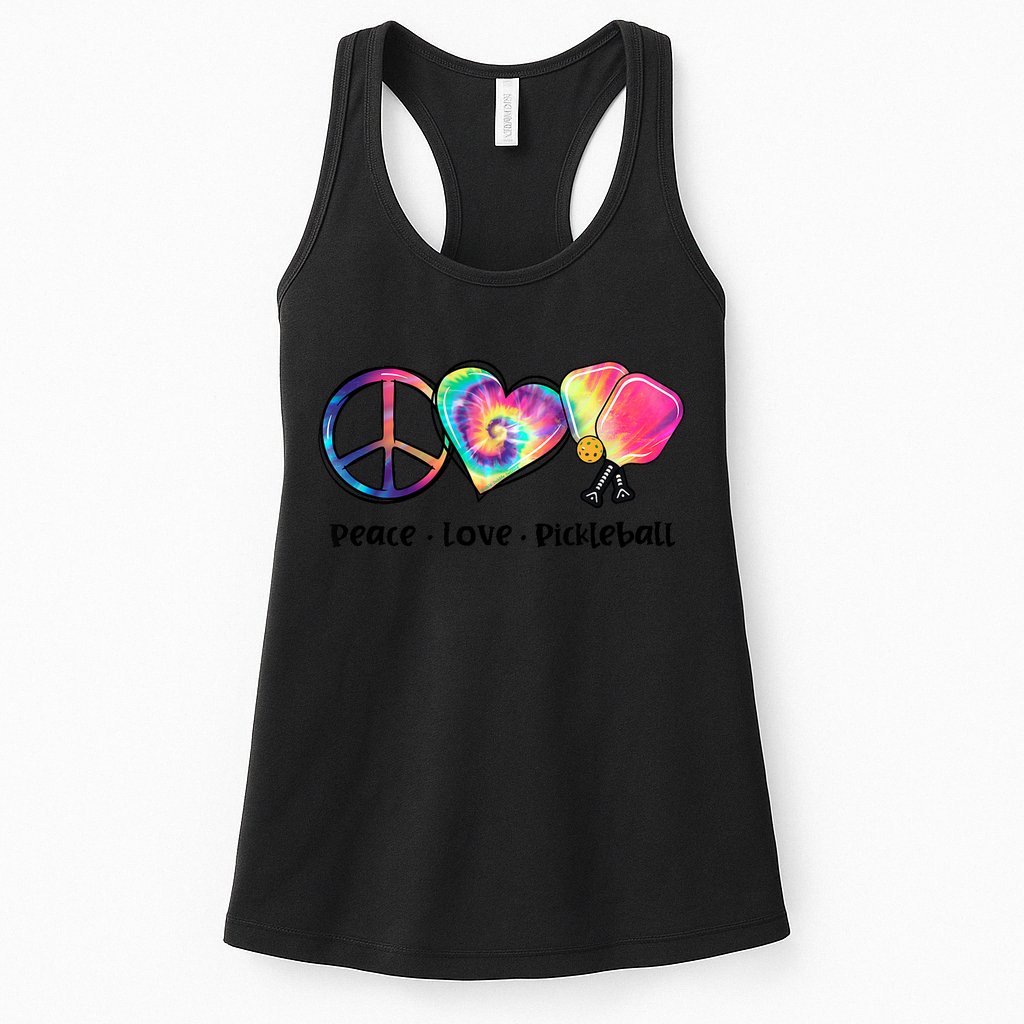 Cute Pickleball Tie Dye Peace Love Pickleball Lovers Gift Ideas Womens Tank Top