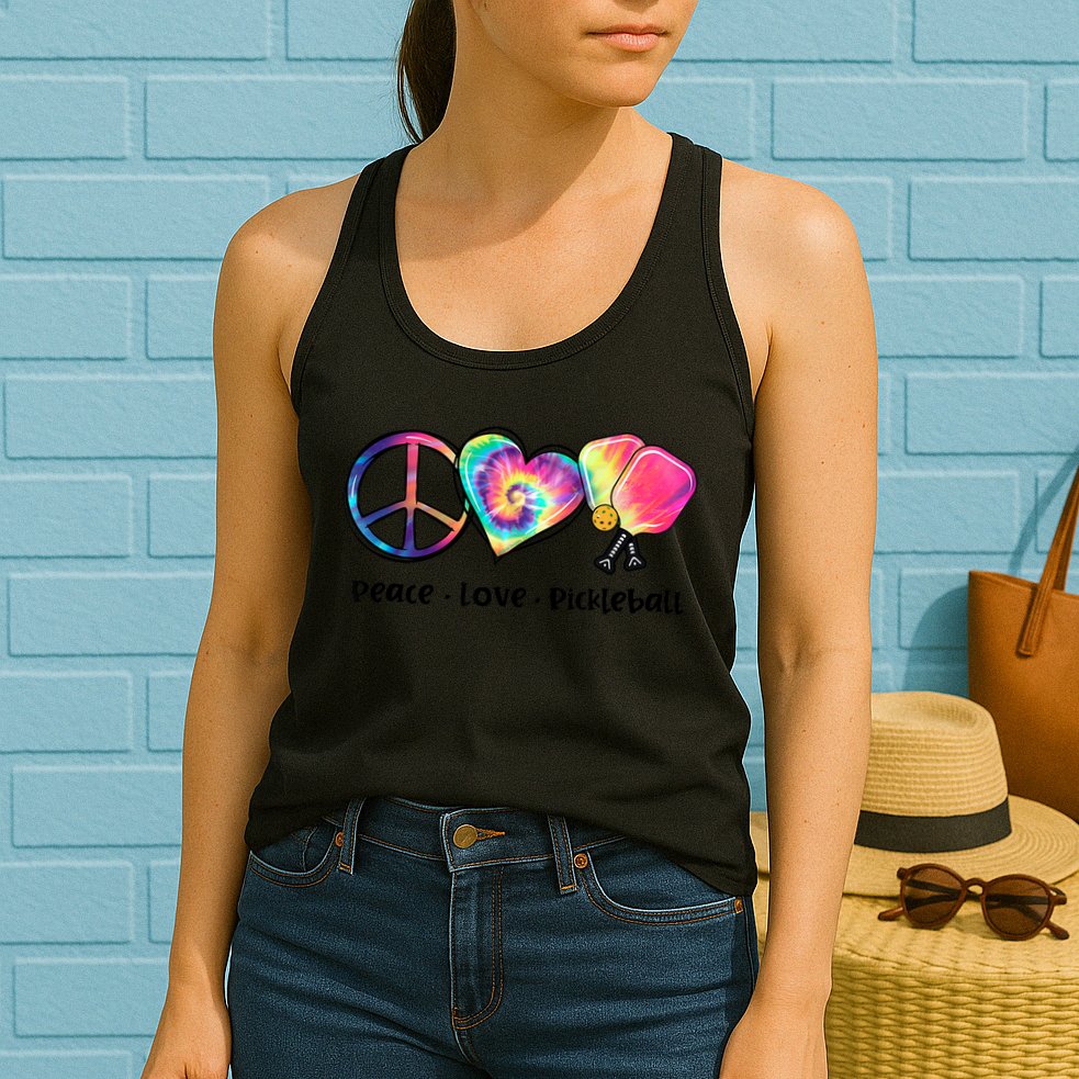 Cute Pickleball Tie Dye Peace Love Pickleball Lovers Gift Ideas Womens Tank Top