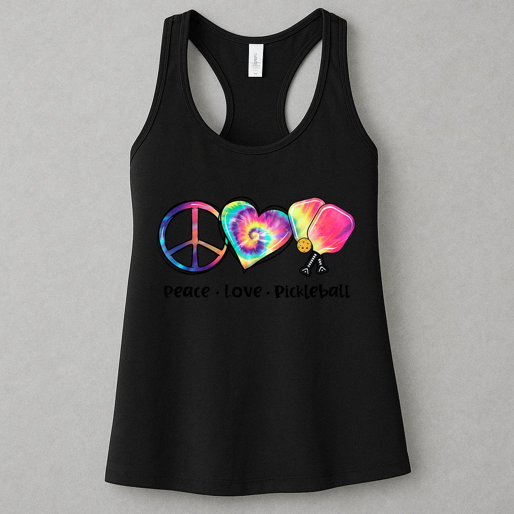 Cute Pickleball Tie Dye Peace Love Pickleball Lovers Gift Ideas Womens Tank Top