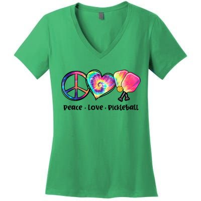 Cute Pickleball Tie Dye Peace Love Pickleball Lovers Gift Ideas Women's V-Neck T-Shirt