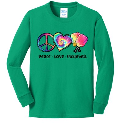 Cute Pickleball Tie Dye Peace Love Pickleball Lovers Gift Ideas Kids Long Sleeve Shirt