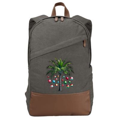 Christmas Palm Tree Merry Christmas Tropical Christmas Cotton Canvas Backpack