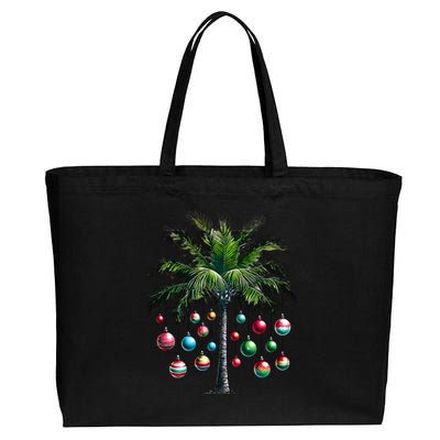 Christmas Palm Tree Merry Christmas Tropical Christmas Cotton Canvas Jumbo Tote