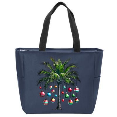 Christmas Palm Tree Merry Christmas Tropical Christmas Zip Tote Bag