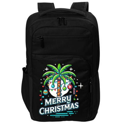 Christmas Palm Tree Merry Christmas Tropical Christmas Impact Tech Backpack