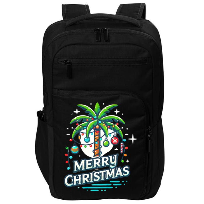 Christmas Palm Tree Merry Christmas Tropical Christmas Impact Tech Backpack