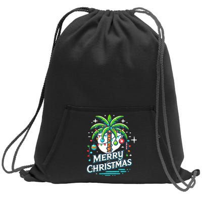 Christmas Palm Tree Merry Christmas Tropical Christmas Sweatshirt Cinch Pack Bag